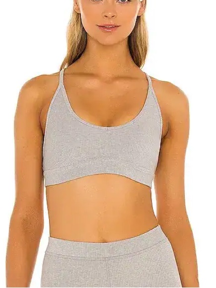 Alo Yoga Blissful Ribbed Strappy Bralette In Light Gray Small